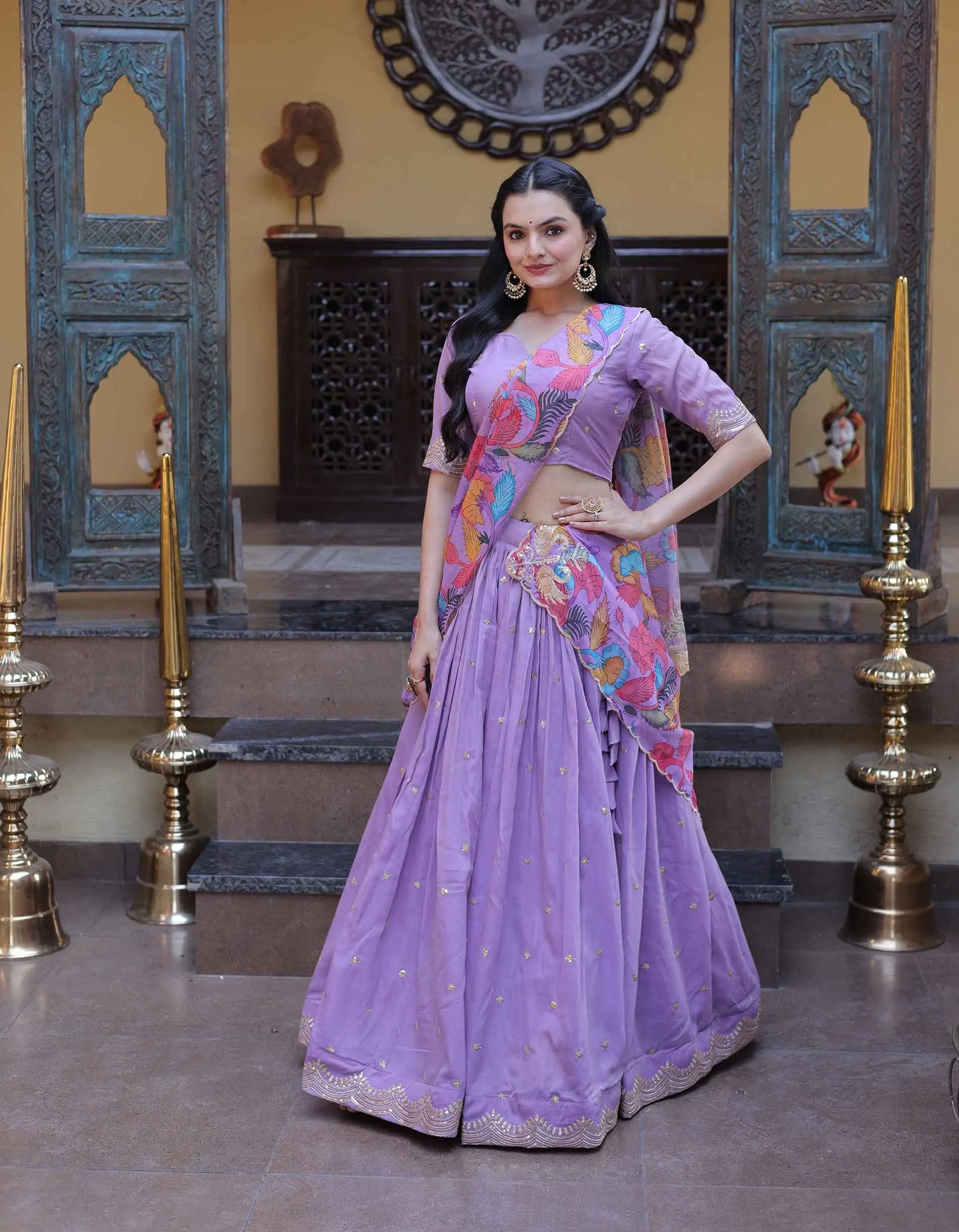 Purple Embroidery Work Lehenga Choli