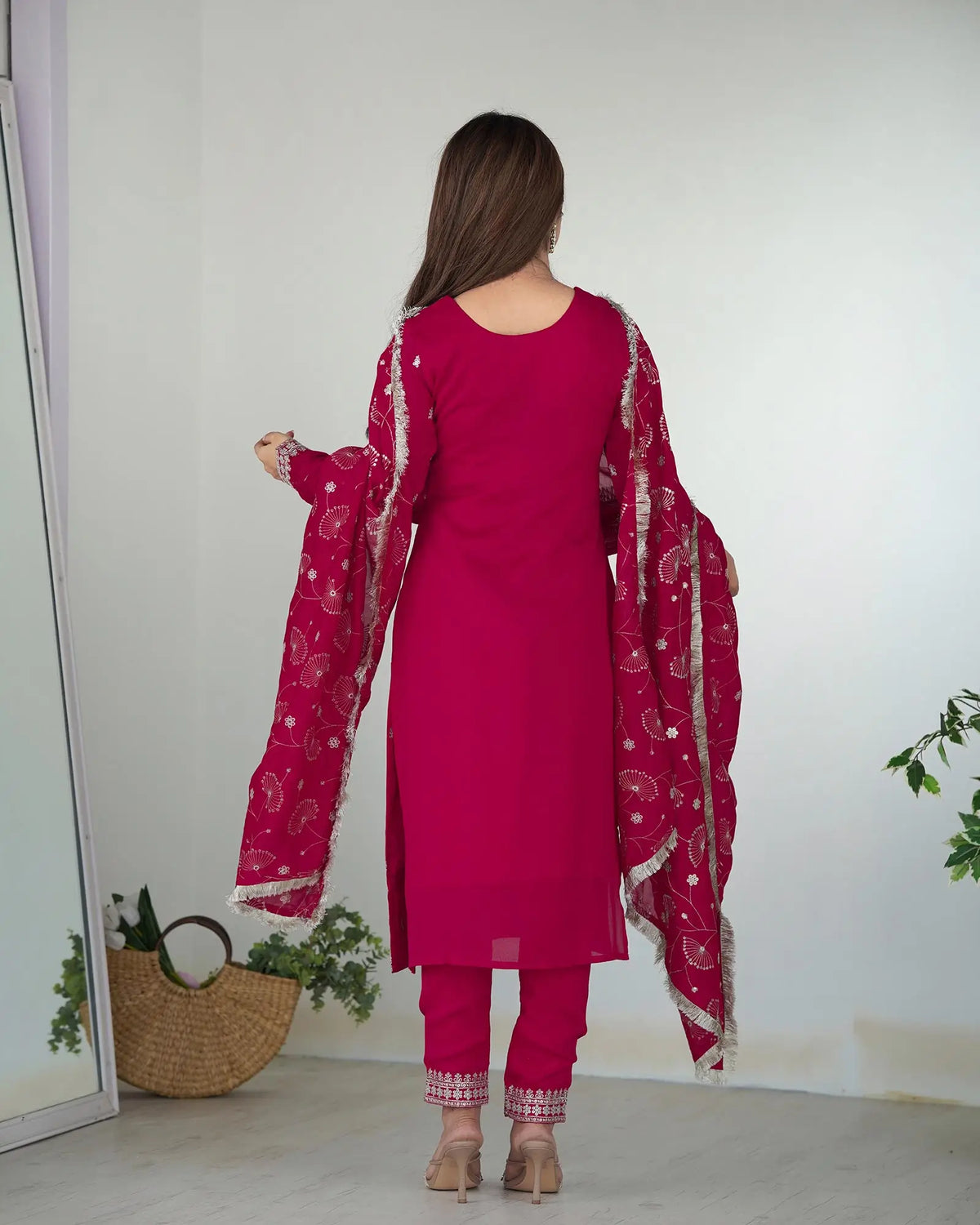 Pink Rangoli Silk Salwar Suit With Sequins Zari Embroidery Work with Heavy Dupatta