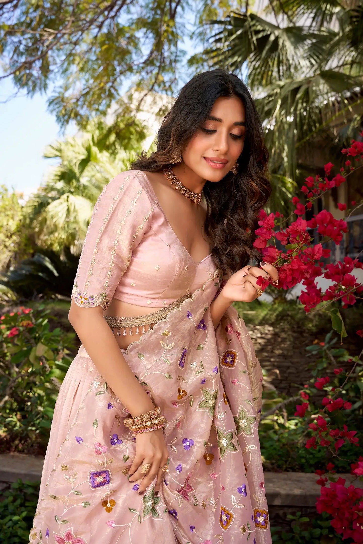 Pastel Pink Crush Sequence Embroidery Lehenga Choli