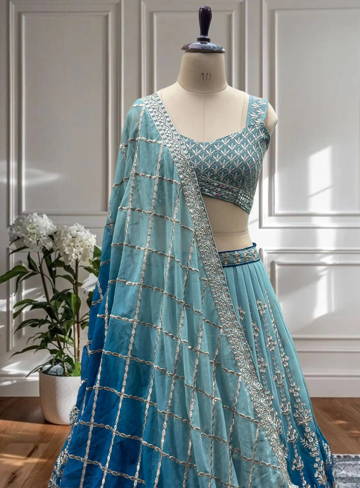 Light And Dark Blue Lehenga With Sequins Embroidery Work And Dupatta