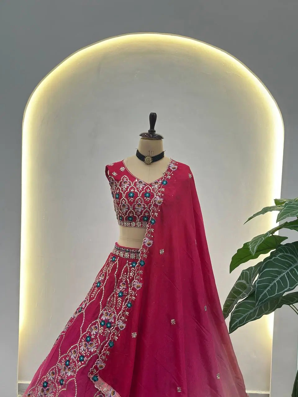 Dark And Light Pink Sequins Embroidery Work Lehenga Choli