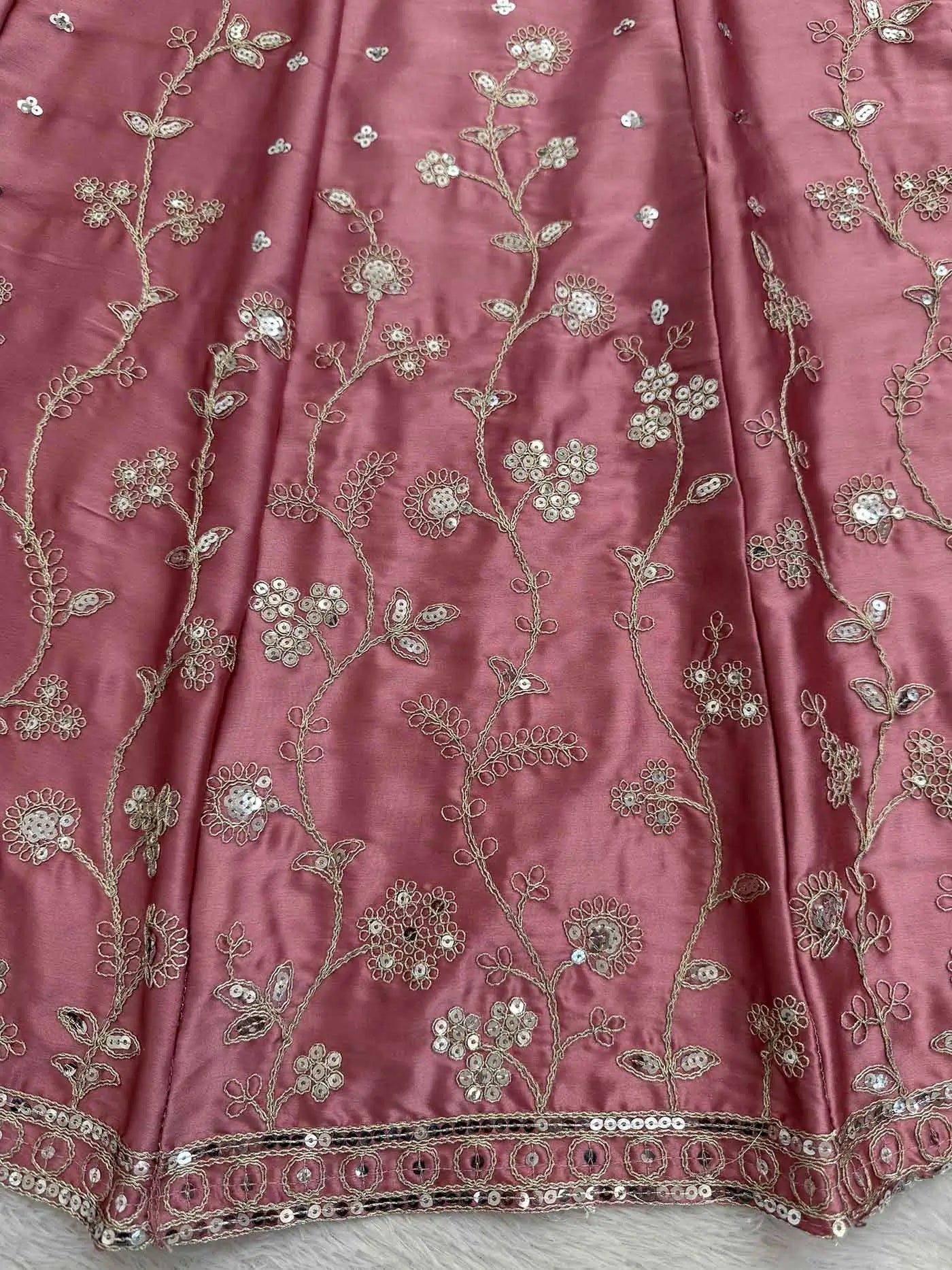 Designer Dusky Rose Embroidery Lehenga