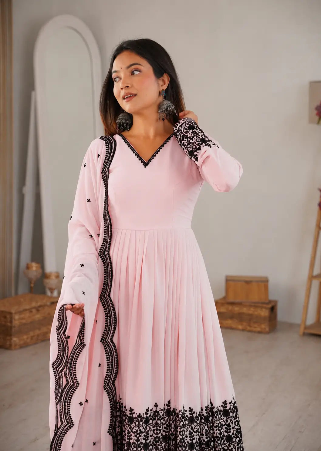 Light Pink Embroidery Work Sharara Set