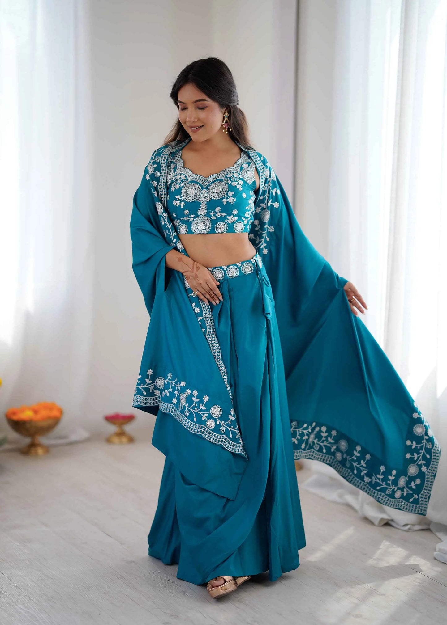 Rama Designer Embroidered Indo Western